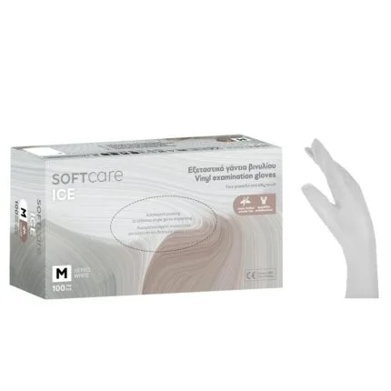 Γάντια Soft Care βινυλίου λευκό Small χωρίς πούδρα (100 τεμ)