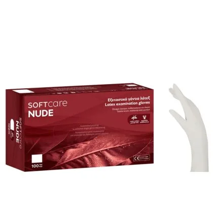 Γάντια Latex Soft Care NUDE χωρίς πούδρα λευκά Medium (100τεμ)