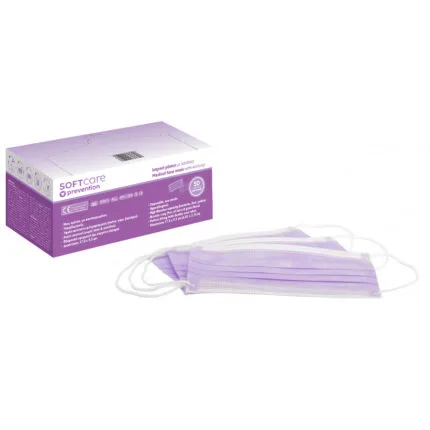Soft Care Μάσκες χειρουργικές με λάστιχο μωβ (50τεμ)