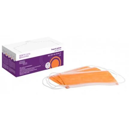 Soft Care Μάσκες χειρουργικές με λάστιχο πορτοκαλί (50 τεμ.)