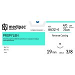 Ράμμα κόπτουσα ανάστροφη 3/8 κύκλου 19mm 4/0 75cm μπλε