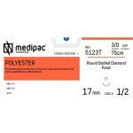 Ράμμα στρογγυλό diamond point 1/2 κύκλου 17mm 3/0 75cm πράσινο